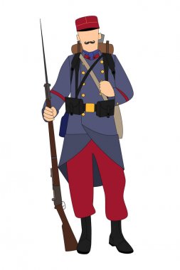 Beyaz bir arka plan üzerinde izole asker 1914 Fransız