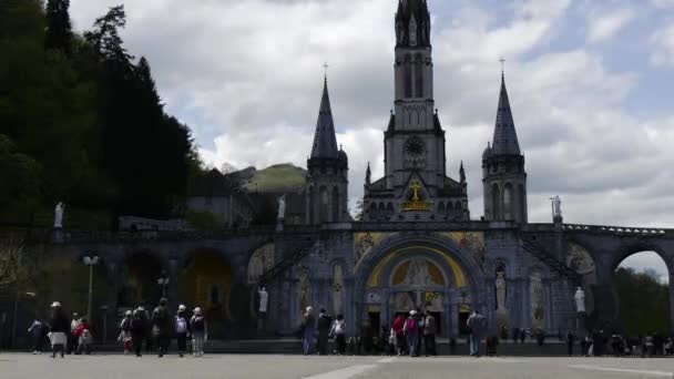 Upływ Czasu Katedry Lourdes Francja — Wideo stockowe