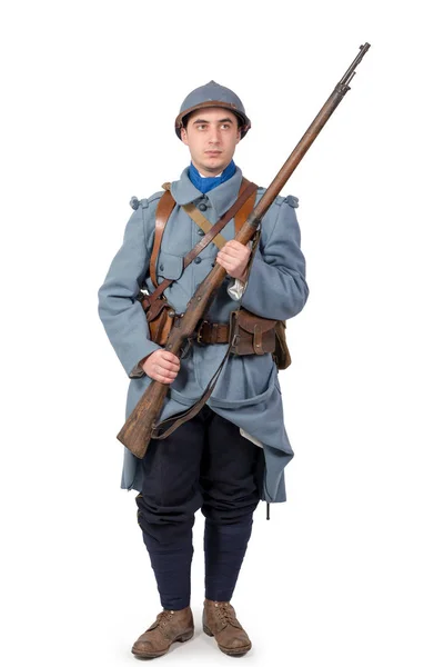 Französischer Soldat 1914 1918, 11. November, auf weiß — Stockfoto