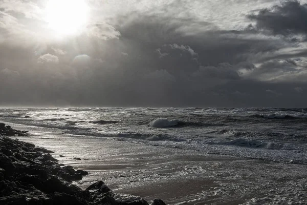 Clima Tempestade Oceânica Com Ondas Enormes Biarritz França — Fotografia de Stock