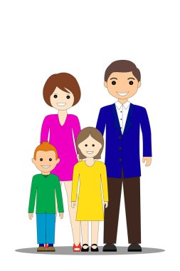 mutlu aile gülümseyen izole beyaz zemin üzerine