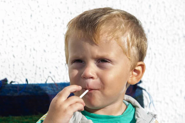 Portret dziecka w wieku dwóch lat, na zewnątrz — Zdjęcie stockowe