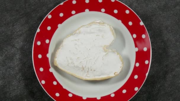 French Neufchatel Cheese Shaped Heart — Stock Video