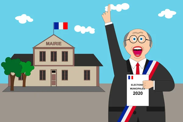 Elections municipales françaises 2020. Texte d'illustration : Municipal el — Image vectorielle