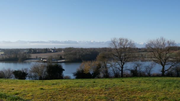 View Lake Gabas Pyrenees Atlantiques Mountains Background France — 비디오