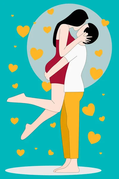 Thème d'amour avec couple heureux encerclant leurs amants avec des bras . — Image vectorielle