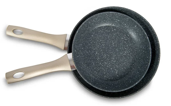 Två stekning pan isolerad på vit bakgrund — Stockfoto