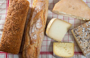 cheeses and Tomme de Savoie, bread, French cheese Savoy, french 