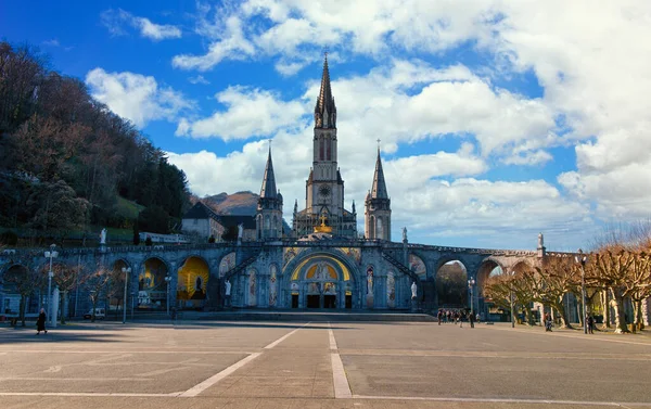 Uma Vista Para Santuário Catedral Lourdes França — Fotografia de Stock