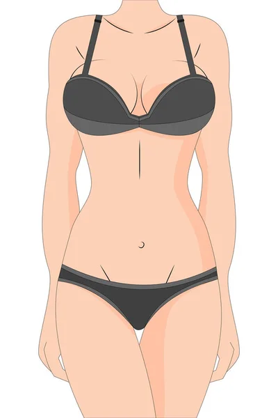 Närbild Kvinna Kropp Isolerad Den Vita Bakgrunden — Stock vektor
