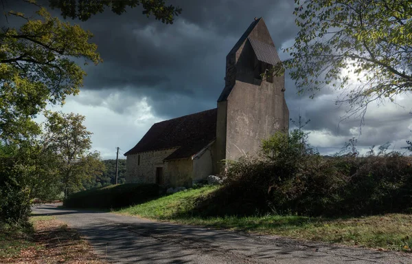 Gammal Liten Kyrka Landet Frankrike — Stockfoto