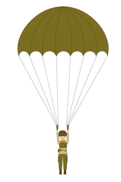 Military Paratrooper Isolated White Background — Stock Vector
