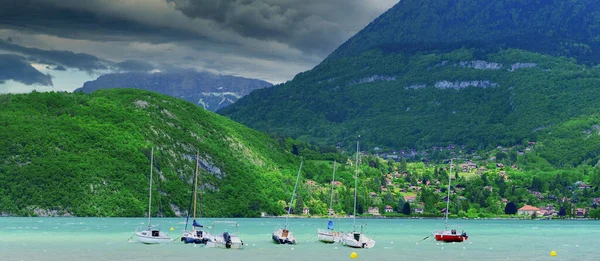 Pequeños Barcos Lago Annecy — Foto de Stock