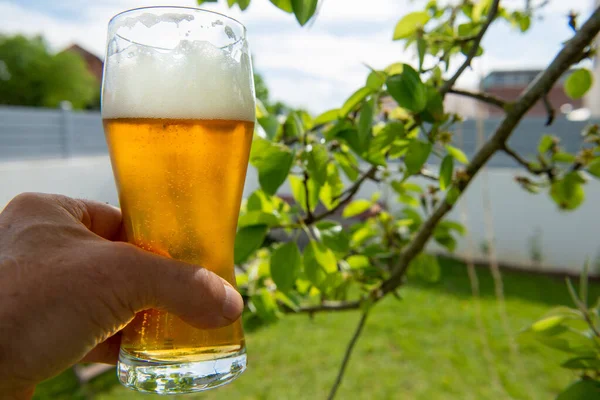 Close Glass Beer Outdoors — Stock Photo, Image