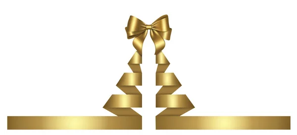 Gold Abstract Christmas Tree Bow Ribbon — Stock Vector