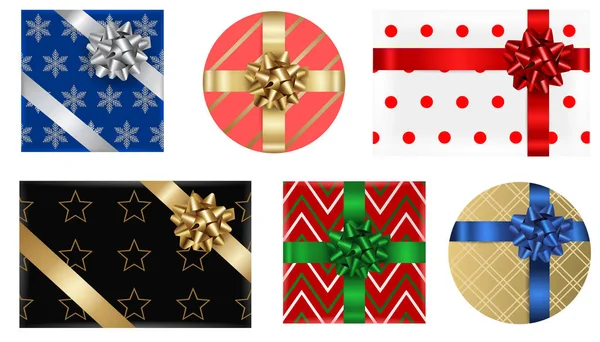 Set Navidad Coloridas Cajas Regalo — Archivo Imágenes Vectoriales