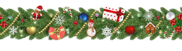 Banner Navidad Sin Costuras Con Pan Jengibre Decoraciones Navidad — Archivo Imágenes Vectoriales