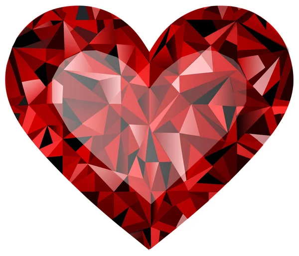 Diamant Isolé Forme Coeur Rouge Sur Fond Blanc Pour Les — Image vectorielle