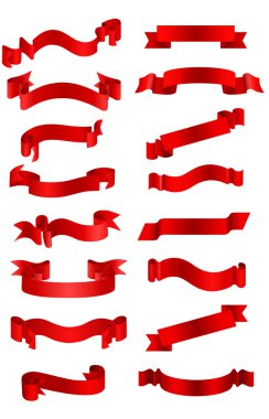 İzole edilmiş kırmızı kurdeleleri beyaz arkaplanda ayarla