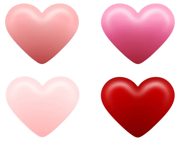 Set Pink Red Hearts Valentine Day — Stock Vector