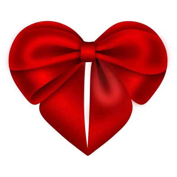 Isolated Red Heart Shaped Bow Valentine Day — 스톡 벡터
