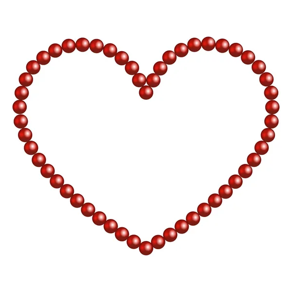 Heart Shaped Frame Red Pearls Valentine Day — 스톡 벡터