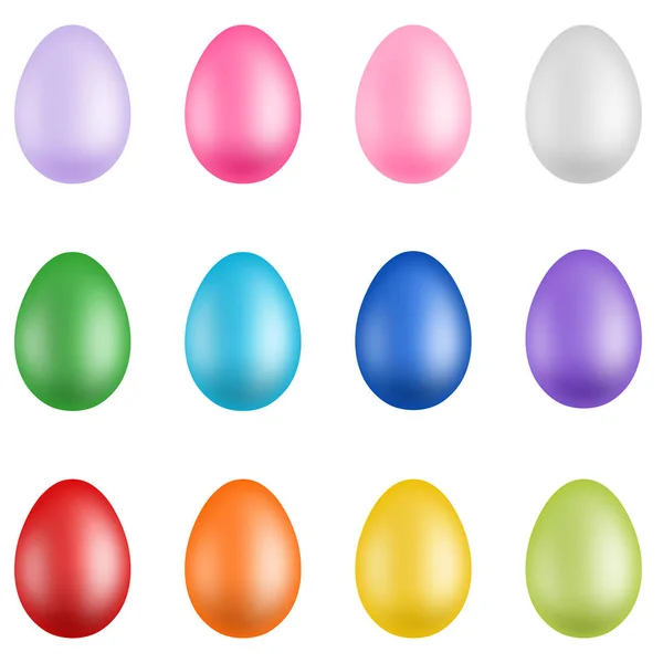 Establecer Huevos Pascua Colores Sobre Fondo Blanco — Vector de stock