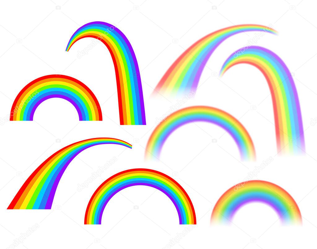 Rainbows in different shape on white background