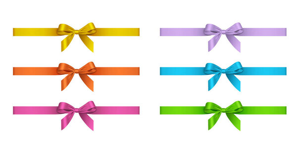 set of colorful bows and ribbons
