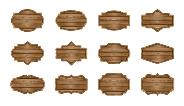 木製の板のセット 木製ラベル バナーコレクション — ストックベクタ