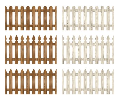 Ahşap çitler. Kusursuz beyaz ve kahverengi çitler çizim