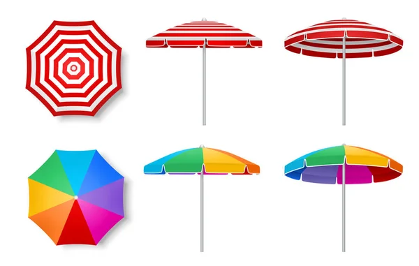 Set Colorful Beach Umbrellas — Stock Vector