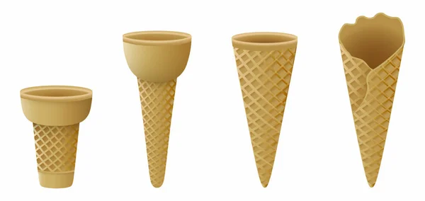 一套孤立的空冰淇淋锥 — 图库矢量图片