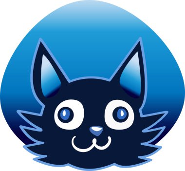 Mavi kedi kafa stil vektör çizim karikatür