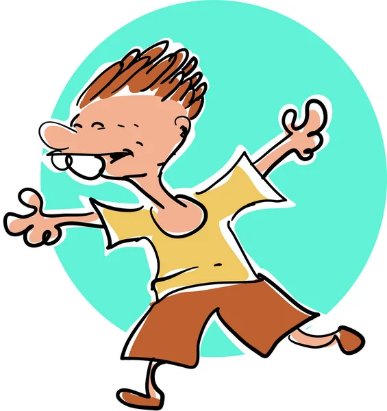 çalışan mutlu çocuk çizgi film tarzı vektör çizim