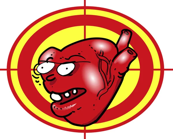 Angry Heart Target Cartoon Style Vector Illustration — Stock Vector