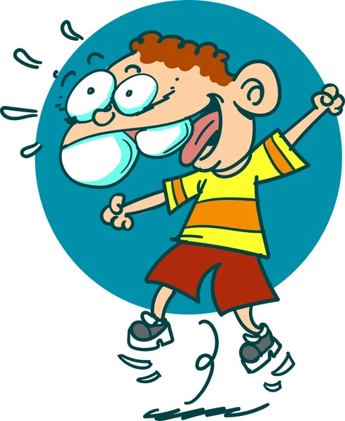 mutlu çocuk çizgi film tarzı vektör çizim atlama