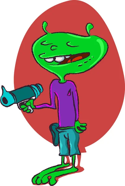 serbest stil elle çizilmiş yabancı onun silah komik karikatür gösterir 