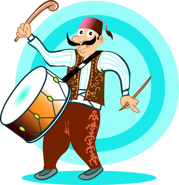 Ramazan davulcusu geleneksel giysileri ile stil vektör çizim karikatür