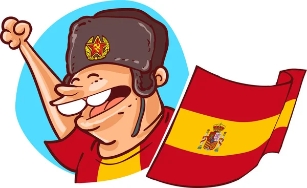 Španělské Podporovatel Čepice Ušanky Státní Vlajka Rusko 2018 Světový Pohár — Stockový vektor
