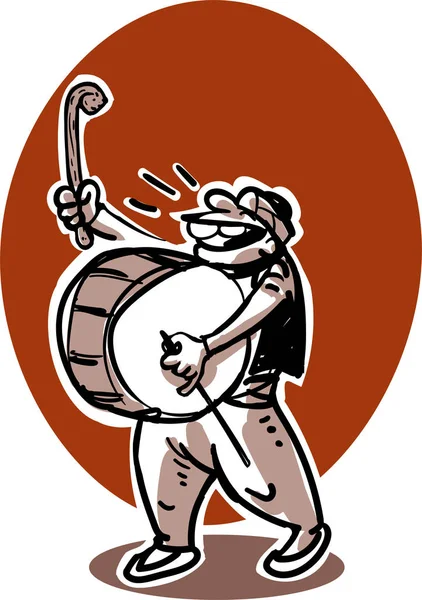 Ramazan bateristi çizgi film stili illüstrasyonu.