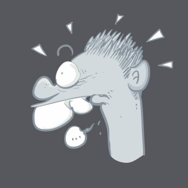 Çok kafası karışmış bir adam çizgi filmi.