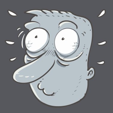 Kafası karışık koca gözlü karikatür.