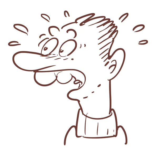 Shocked Man Lineart Cartoon — 스톡 벡터