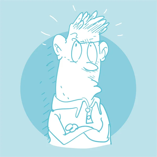  Şüpheci karikatür adam karalaması