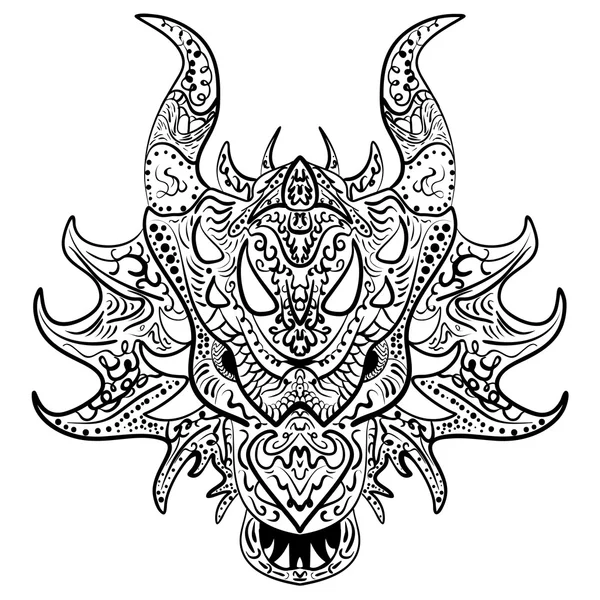 siyah ve beyaz eskiz ejderha başlı Zen-dolaştırmak