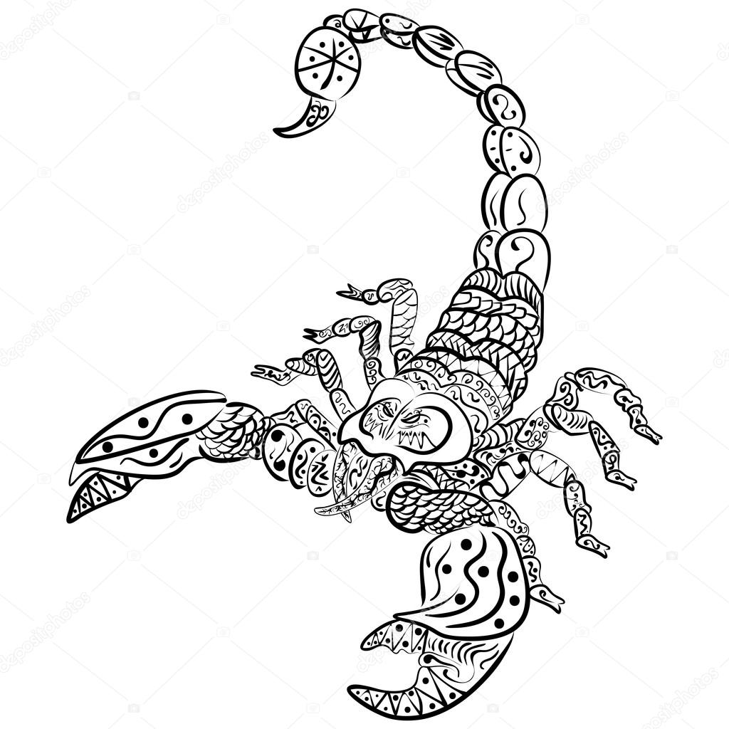 zentangle vector scorpion, Black and white zentangle art. Ethnic pattern