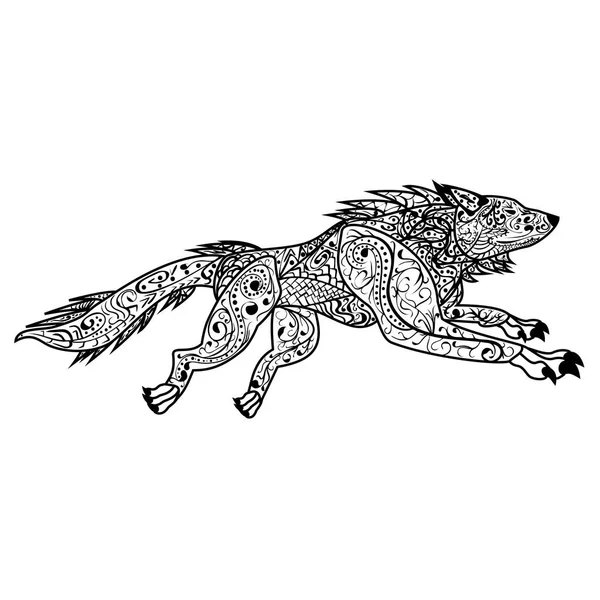 Zentangle Hand dras vektor doodle utsmyckade hund illustration — Stock vektor