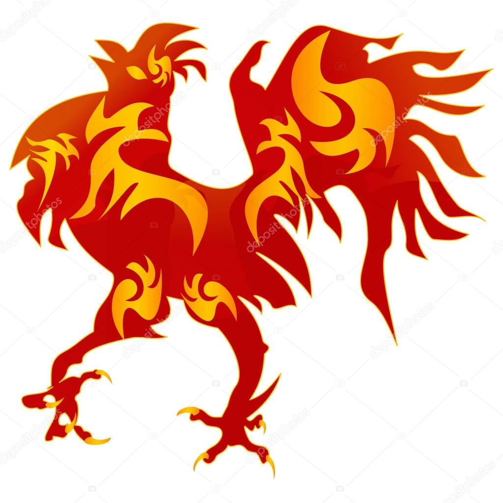 Rooster. Cock. Abstract rooster logo, cock icon. Red fire rooster as symbol of new year 2017 in Chinese calendar. Vector illustration of rooster, cock, design element for new year 2017 greeting cards