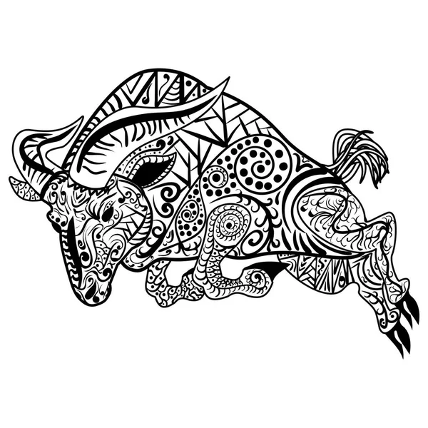 Zentangle ilustración de vector de carnero de dibujos animados estilizado — Vector de stock